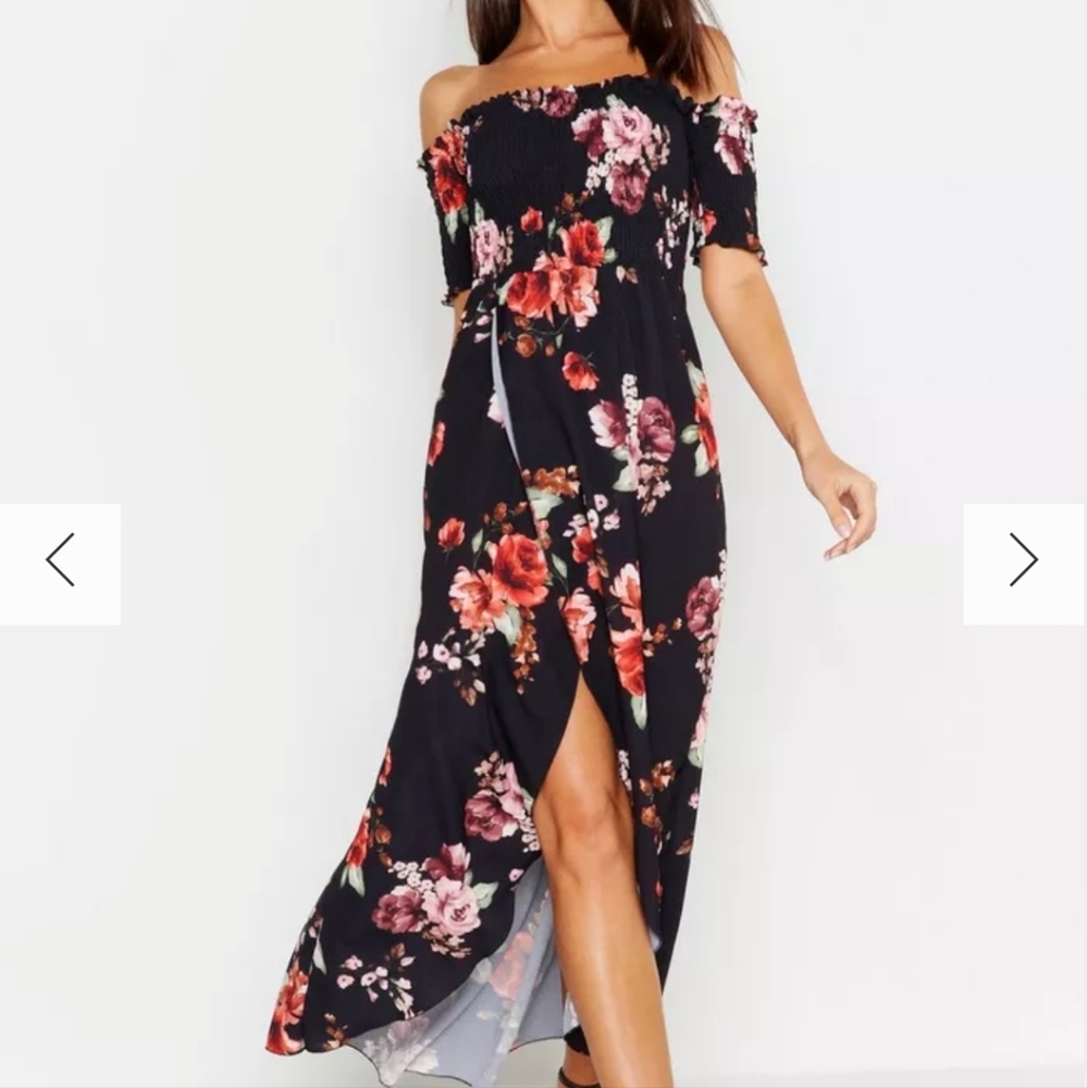 Boohoo off shoulder dress
